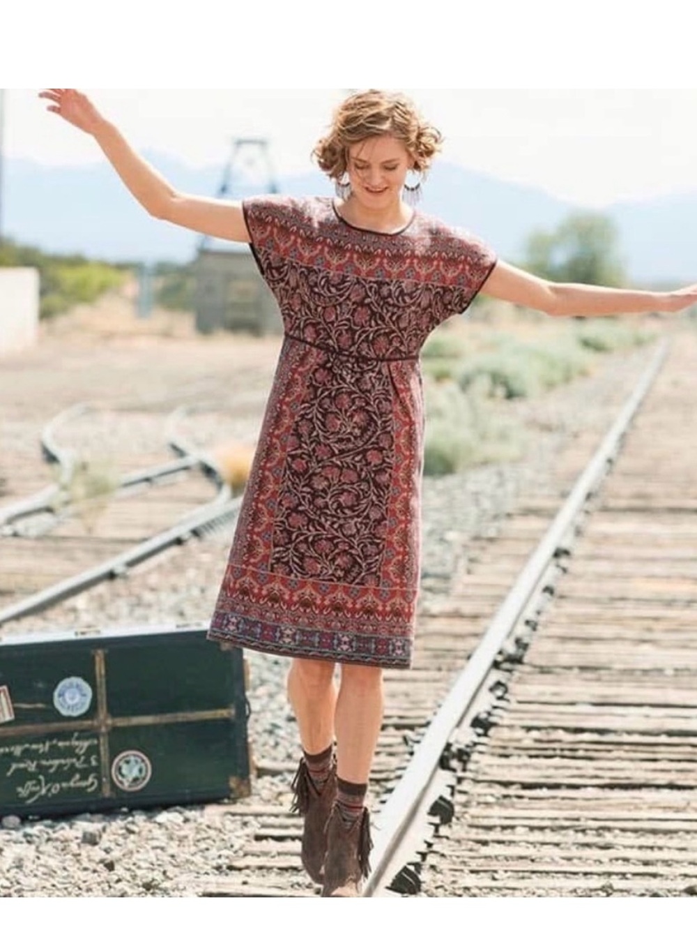 Peruvian Connection Heavyweight 100% Pima Cotton Colorful Jacquard dress sz XL